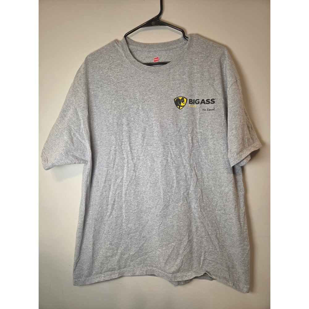 Hanes Big Ass Fans T-Shirt Mens XL Gray Short Sleeve Graphic Tee No Equal Logo